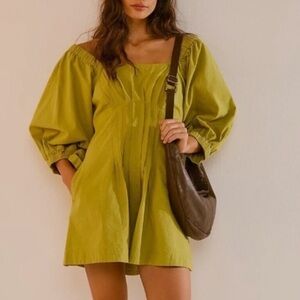 Free People Lime Green Off-Shoulder Dress